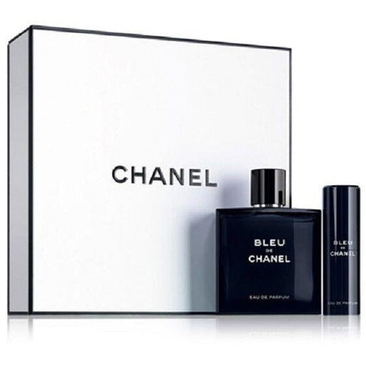BLEU DE CHANEL 2 Pc Gift Set (3.4 oz Eau De Parfum + 20 ml Travel Spray)