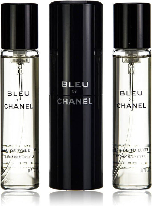 Bleu de Chanel Eau de Toilette Twist and Spray (3 x 0.7 oz Refills) Set