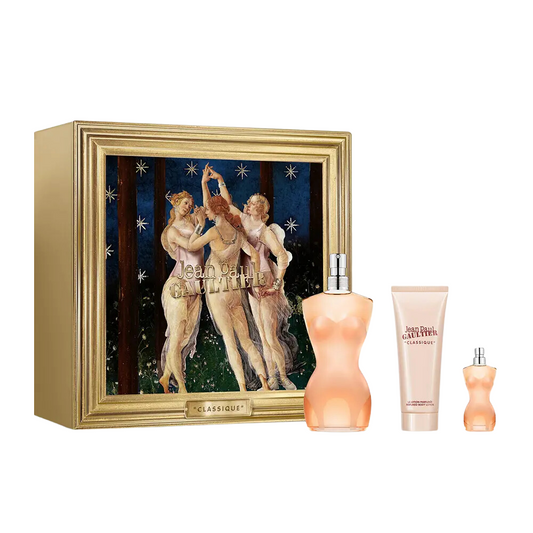 Jean Paul Gaultier Classique Eau de Toilette Women's Perfume Gift Set Spray (100ml) with Body Lotion & 6ml EDT