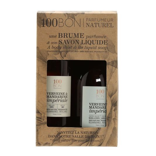 100BON VERVEINE & MANDARINE BATH SET LIQUID SOAP 10 OZ + BODY MIST 6.7 OZ