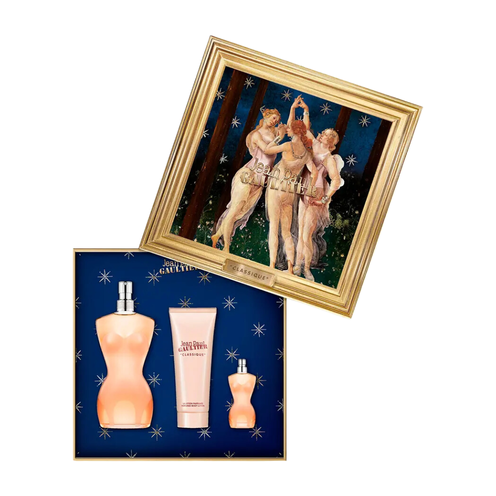 Jean Paul Gaultier Classique Eau de Toilette Women's Perfume Gift Set Spray (100ml) with Body Lotion & 6ml EDT